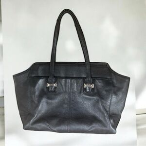 Coach Taylor Alexis Leather Tote Black Pebbled Y2K Shoulder Bag Large